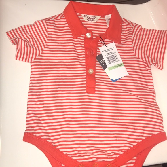 Penguin baby onesie orange/white NWT 3/6 months - Picture 1 of 6